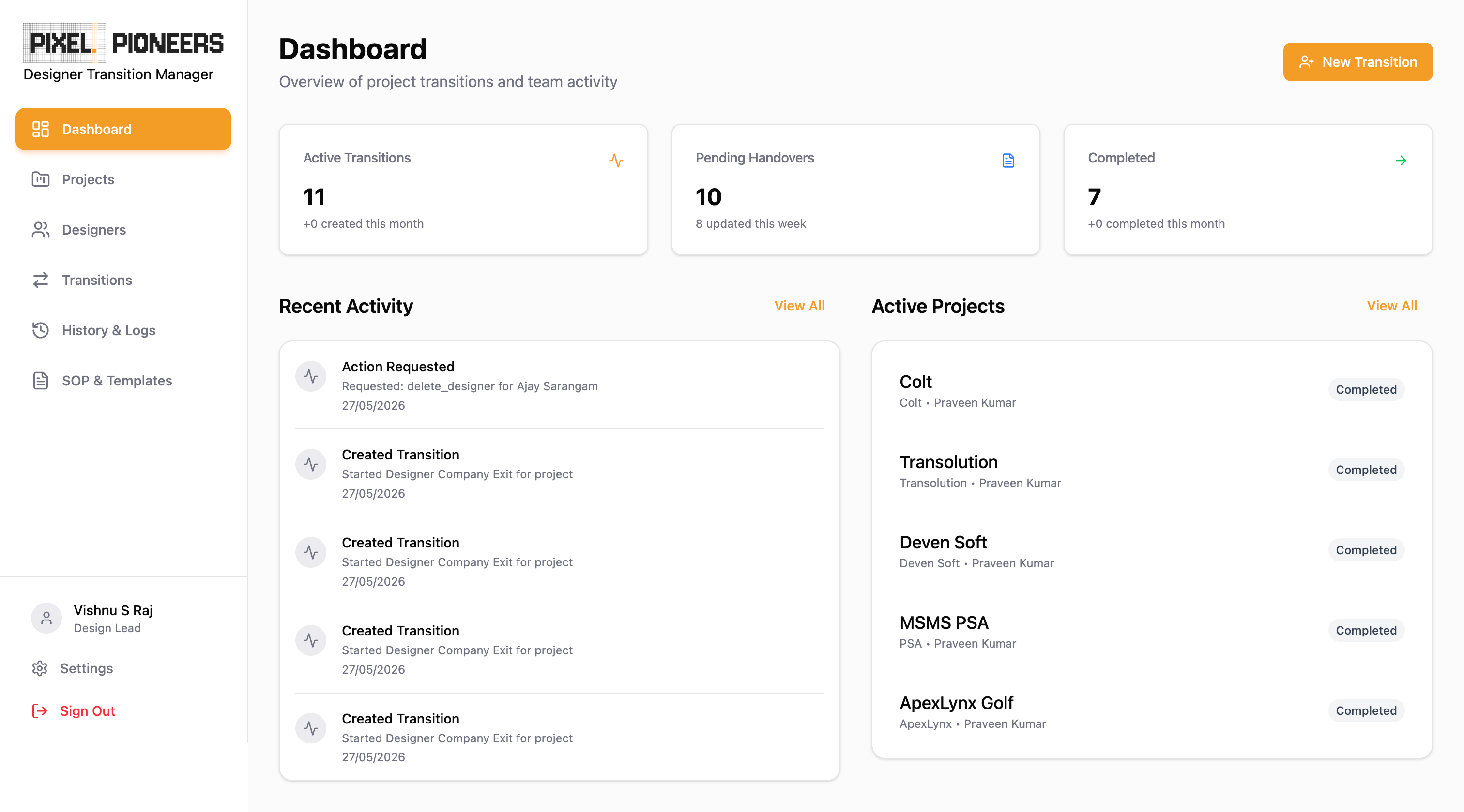 Designer Transition Manager — preview