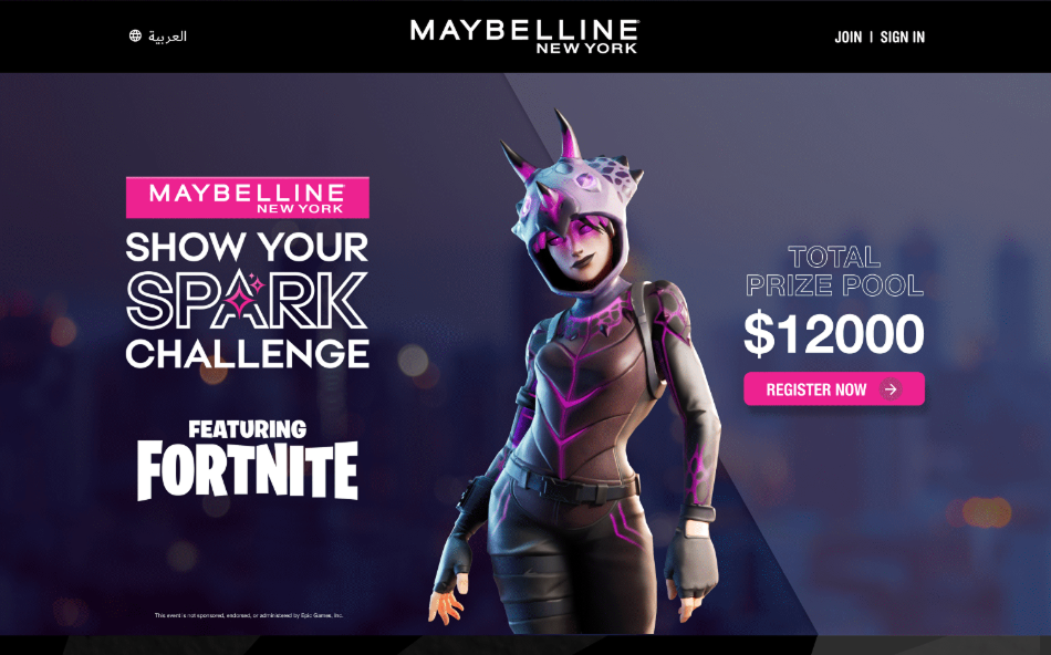 Maybelline × Fortnite — campaign experience