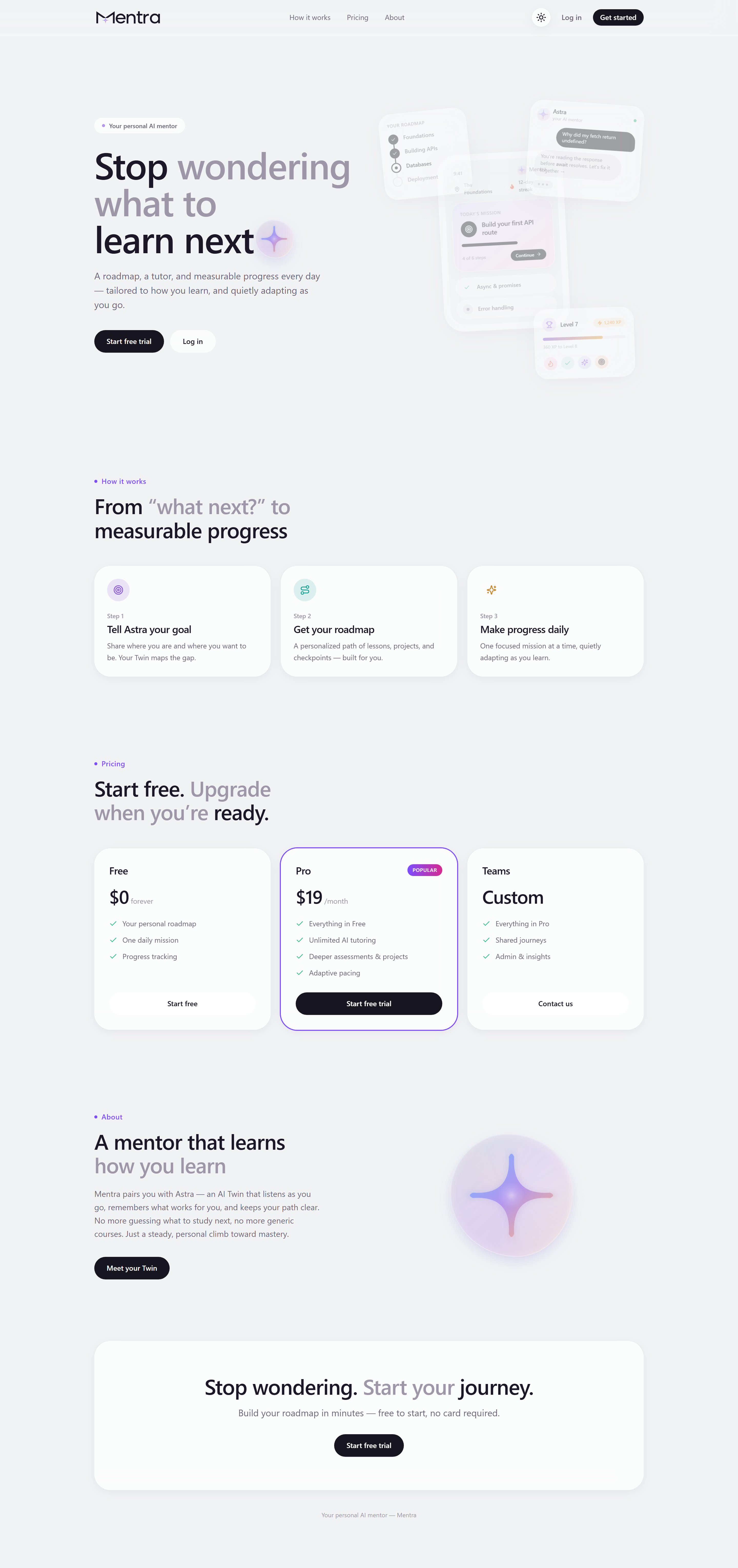 Marketing landing page
