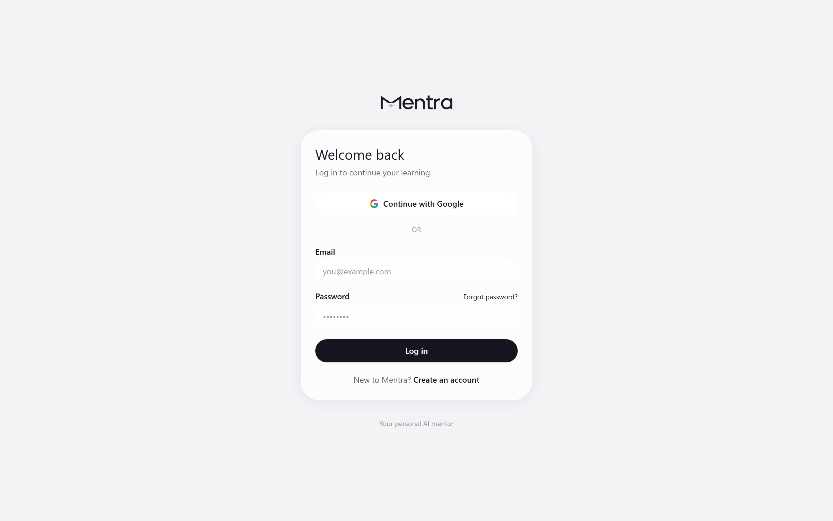 Sign-in — a single calm card
